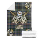 Scott Green Modern Tartan Gold Courage Symbol Blanket